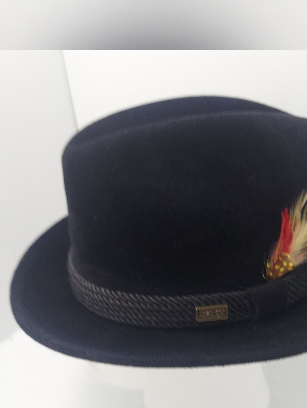Vintage Black Bailey Genuine Furfelt Fedora Size 7 3/8 59 Made In USA NWOT